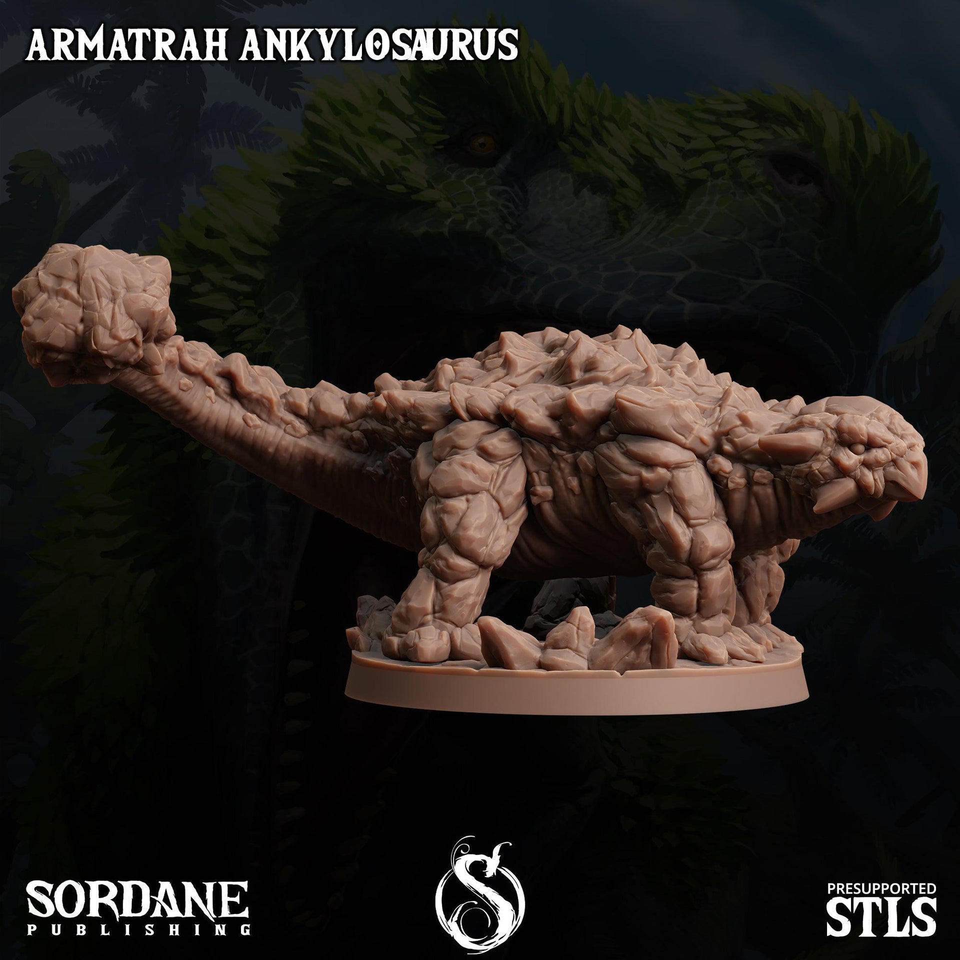Armatrah Ankylosaurus, Stone Dinosaur- Sordane Publishing | 28mm and 32mm | Wargaming | DnD | Tabletop Roleplaying
