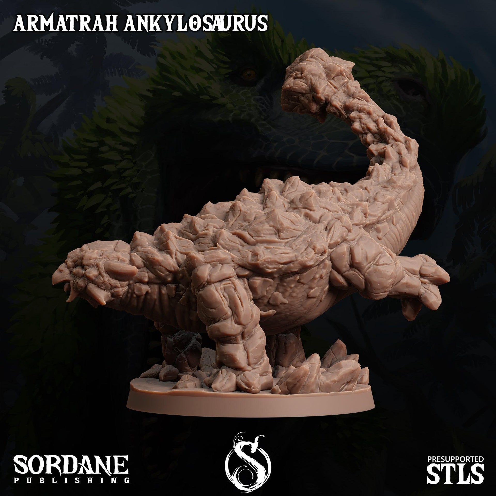 Armatrah Ankylosaurus, Stone Dinosaur- Sordane Publishing | 28mm and 32mm | Wargaming | DnD | Tabletop Roleplaying