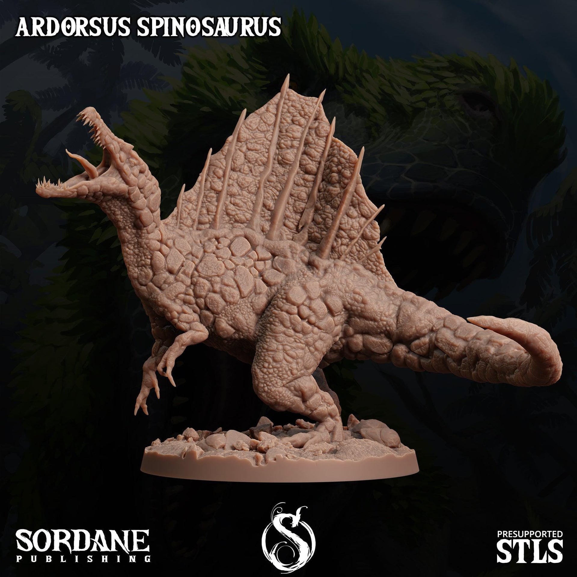 Ardorsus Spinosaurus,Sail Finned Dinosaur- Sordane Publishing | 28mm and 32mm | Wargaming | DnD | Tabletop Roleplaying