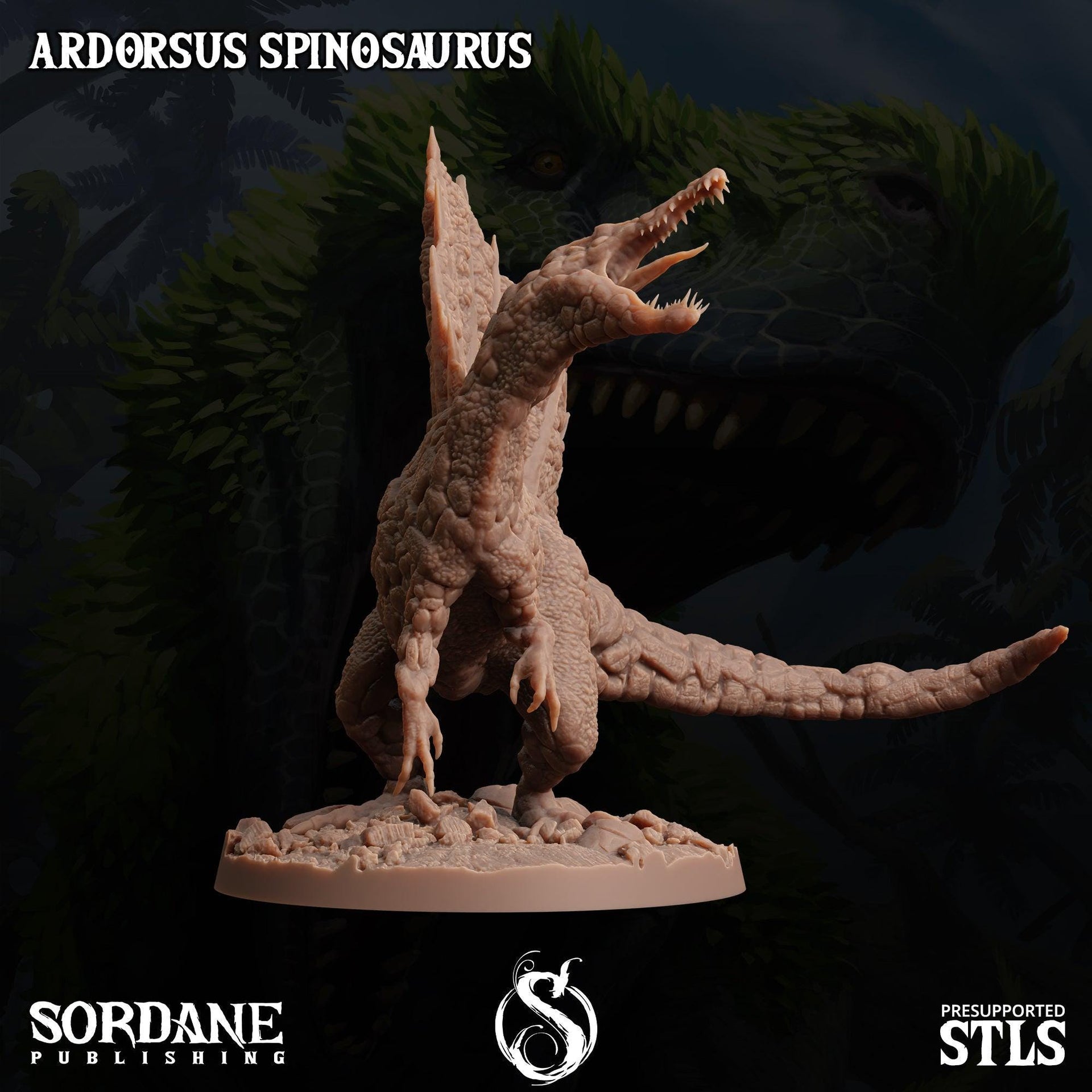 Ardorsus Spinosaurus,Sail Finned Dinosaur- Sordane Publishing | 28mm and 32mm | Wargaming | DnD | Tabletop Roleplaying