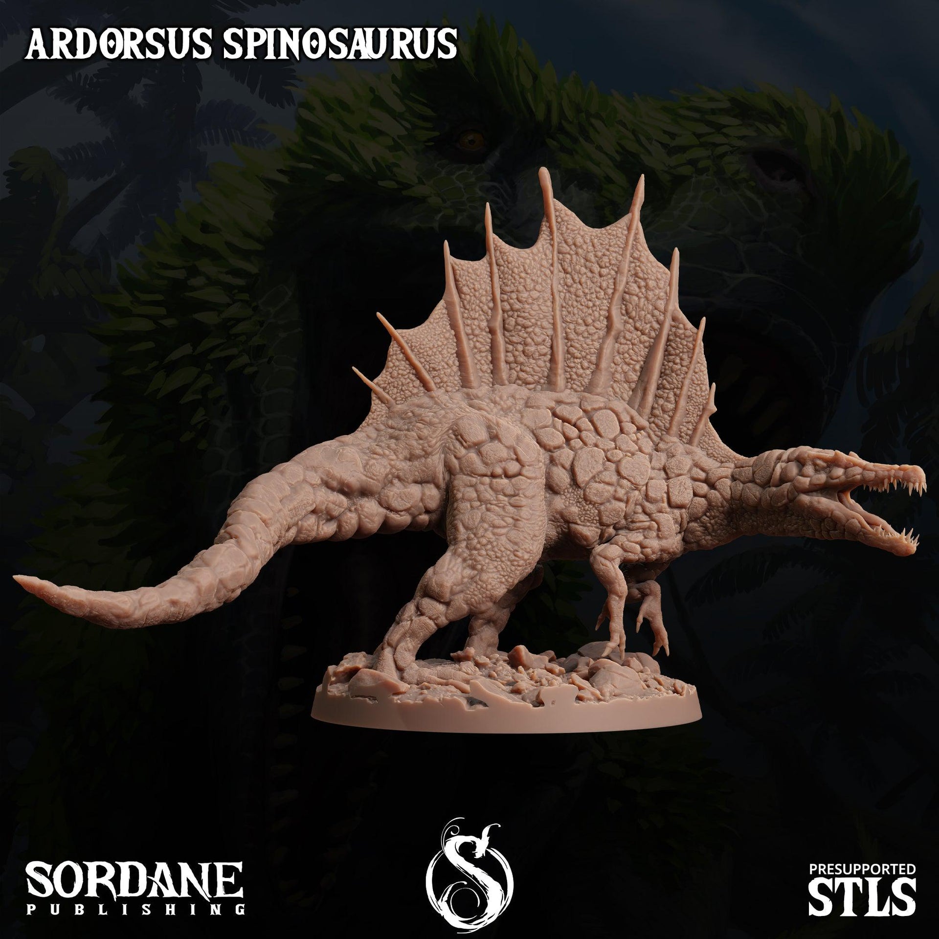 Ardorsus Spinosaurus,Sail Finned Dinosaur- Sordane Publishing | 28mm and 32mm | Wargaming | DnD | Tabletop Roleplaying