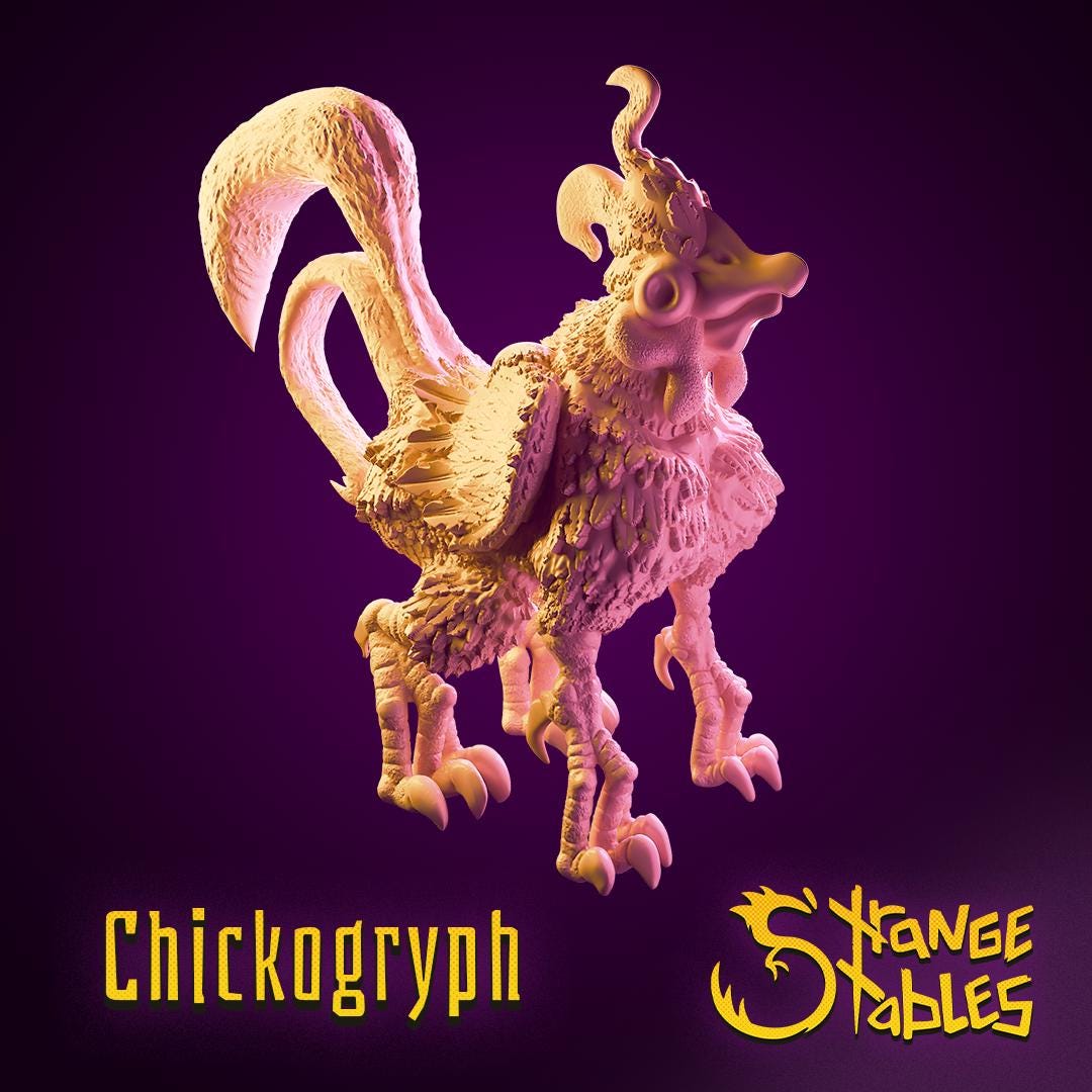 Chickogrypth, Chicken Chimera - Strange Stables | 28mm and 32mm | Wargaming | DnD | Tabletop Roleplaying