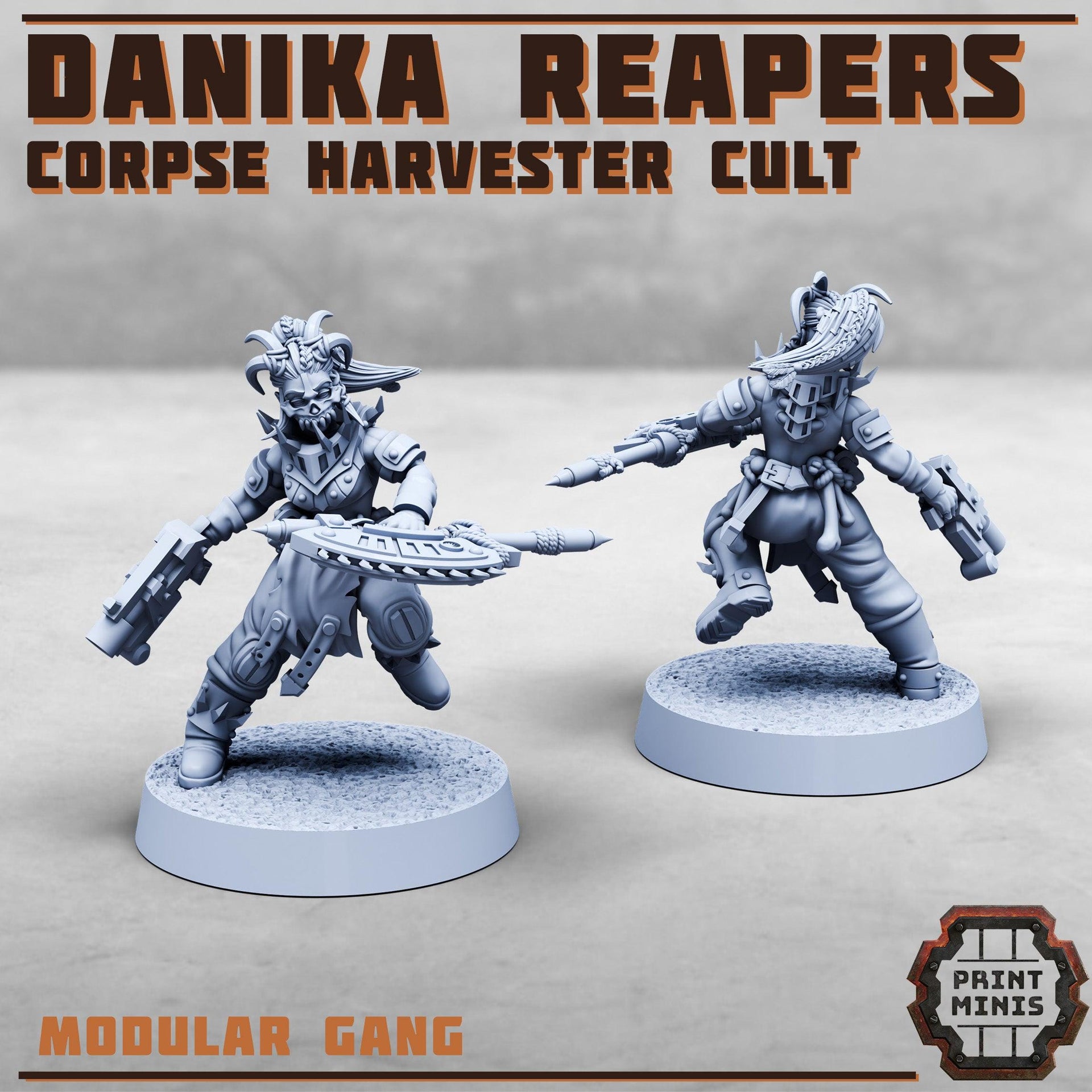 Danika Reapers Gang, Modular Corpse Harvester Cult - Print Minis | 28mm and 32mm | Wargaming | DnD | Tabletop Roleplaying