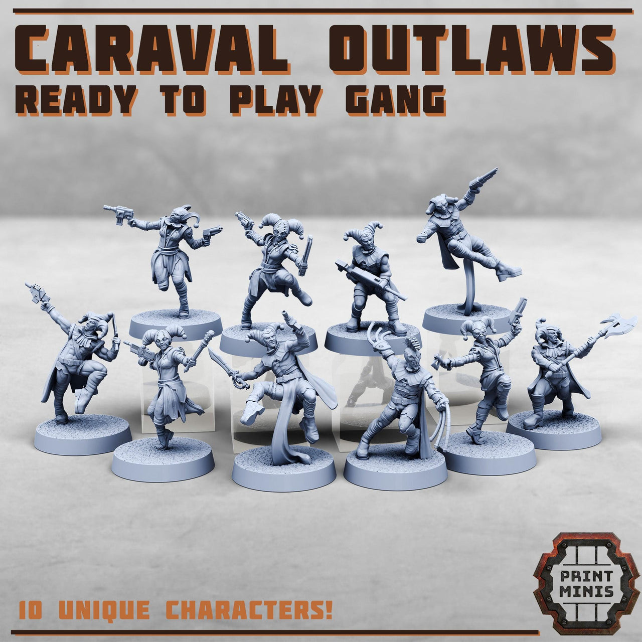 House Caraval, Modular Jester Gang- Print Minis | 28mm and 32mm | Wargaming | DnD | Tabletop Roleplaying