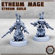 Etheum Mage, Power Armor Cultists - Print Minis | 28mm and 32mm | Wargaming | DnD | Tabletop Roleplaying