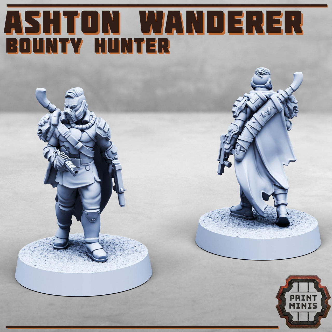 Ashton Wanderer, Bounty Hunter - Print Minis | 28mm and 32mm | Wargaming | DnD | Tabletop Roleplaying
