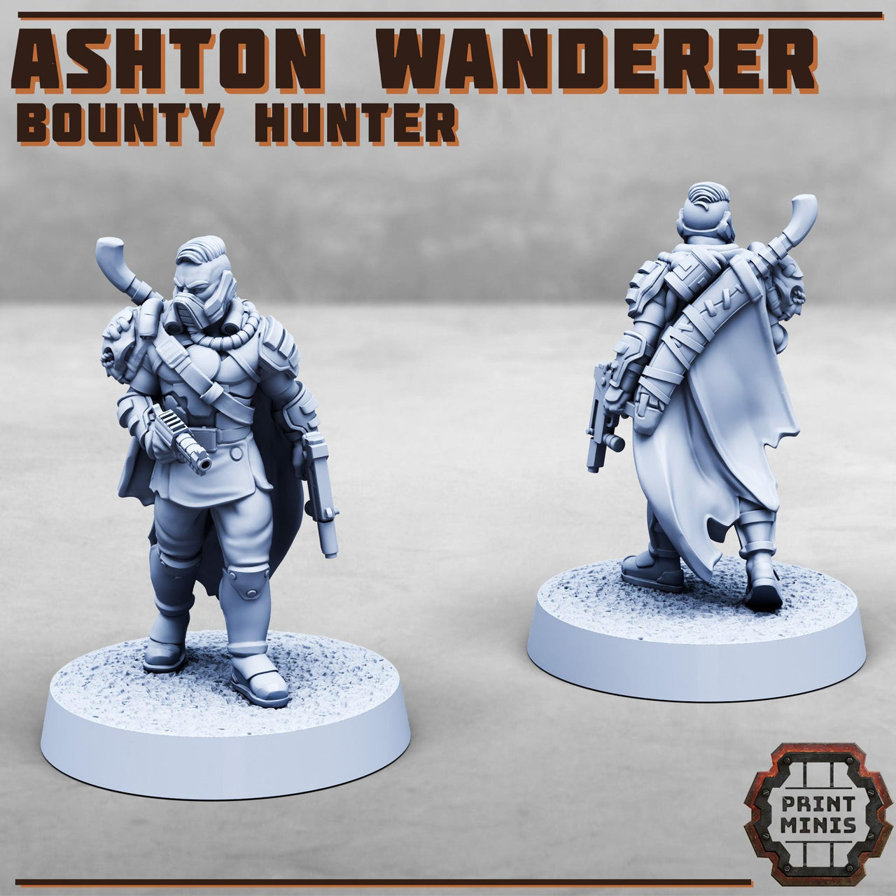 Ashton Wanderer, Bounty Hunter - Print Minis | 28mm and 32mm | Wargaming | DnD | Tabletop Roleplaying