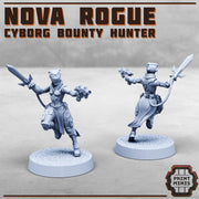 Nova Rogue, Cyborg Bounty Hunter - Print Minis | 28mm and 32mm | Wargaming | DnD | Tabletop Roleplaying