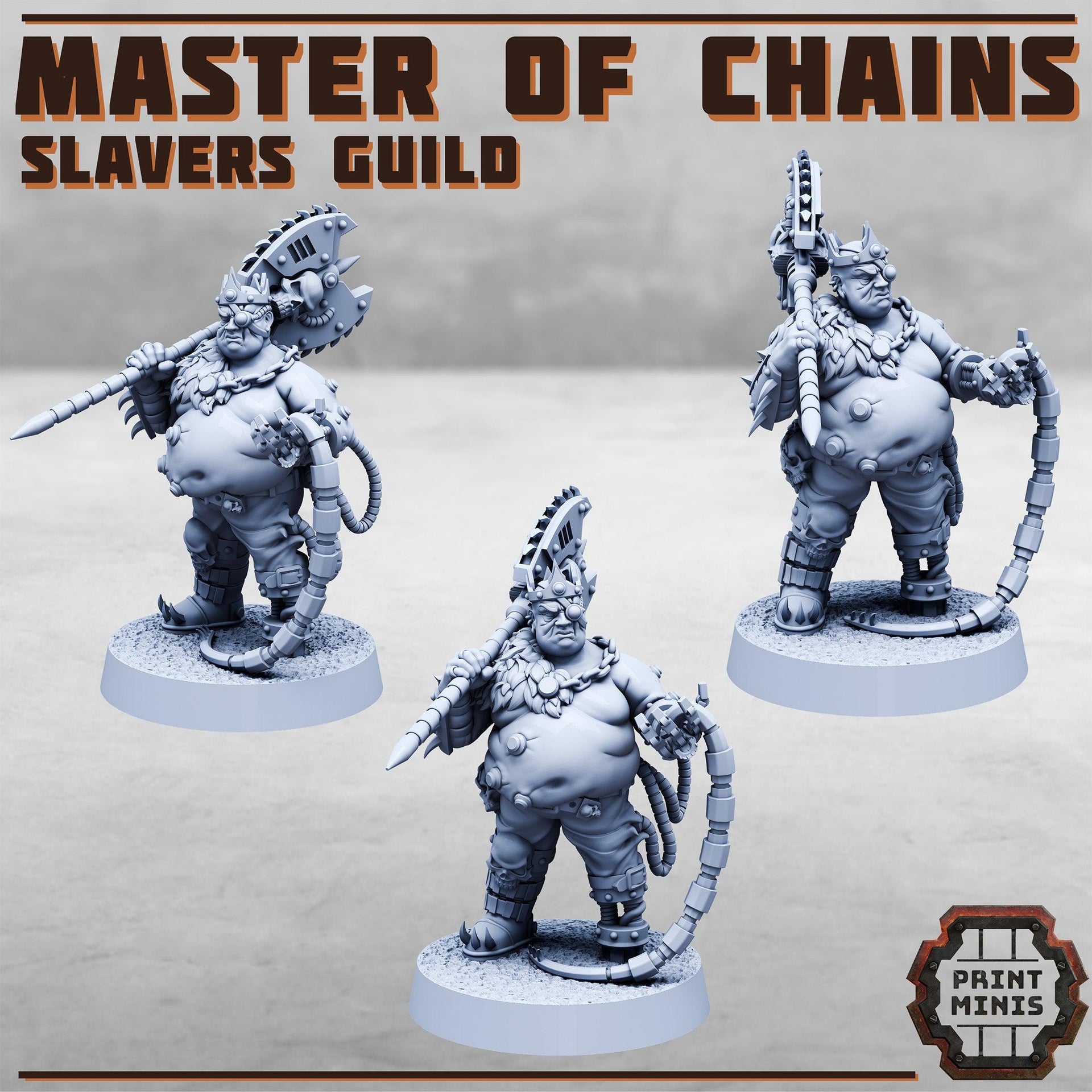 Master of Chains, Slavers Guild Jailer - Print Minis | 28mm and 32mm | Wargaming | DnD | Tabletop Roleplaying