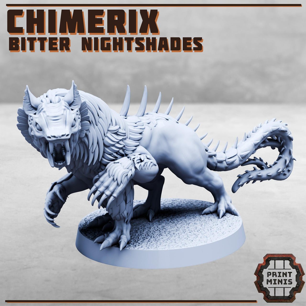 Chimerix, Bitter Nightshades Alien Beast - Print Minis | 28mm and 32mm | Wargaming | DnD | Tabletop Roleplaying