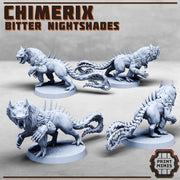 Chimerix, Bitter Nightshades Alien Beast - Print Minis | 28mm and 32mm | Wargaming | DnD | Tabletop Roleplaying