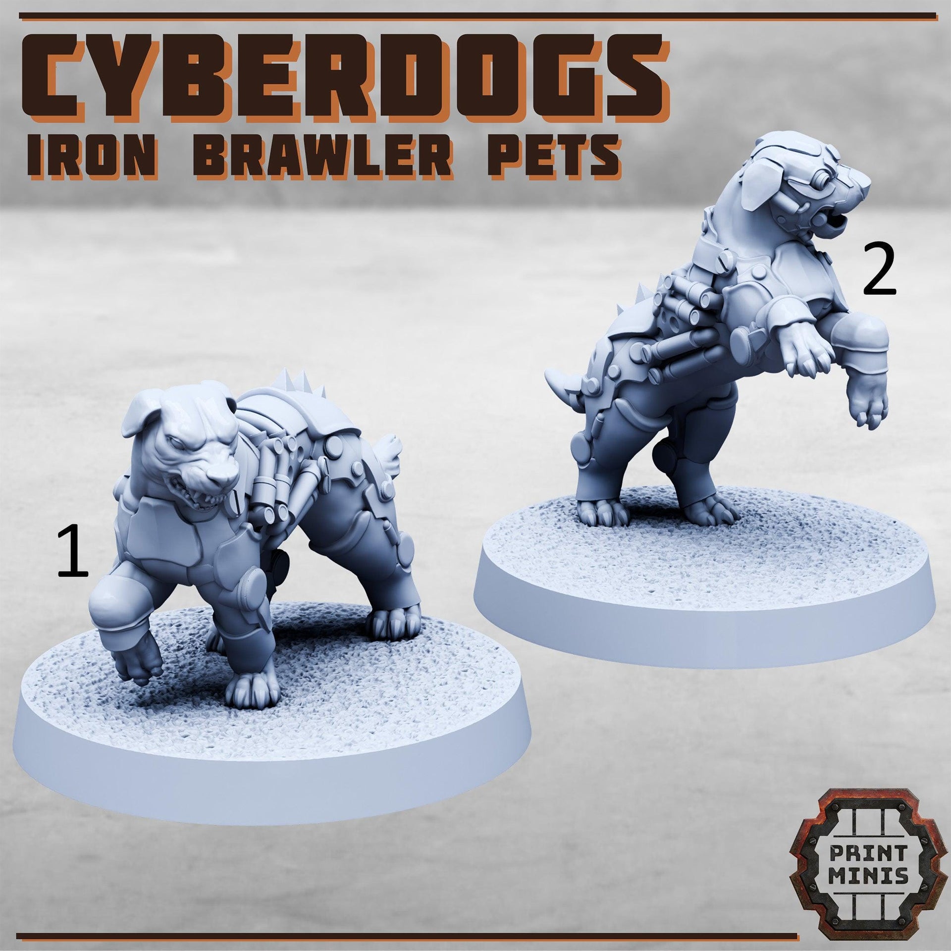 Iron Brawlers cyberdogs - Print Minis | 28mm and 32mm | Wargaming | DnD | Tabletop Roleplaying