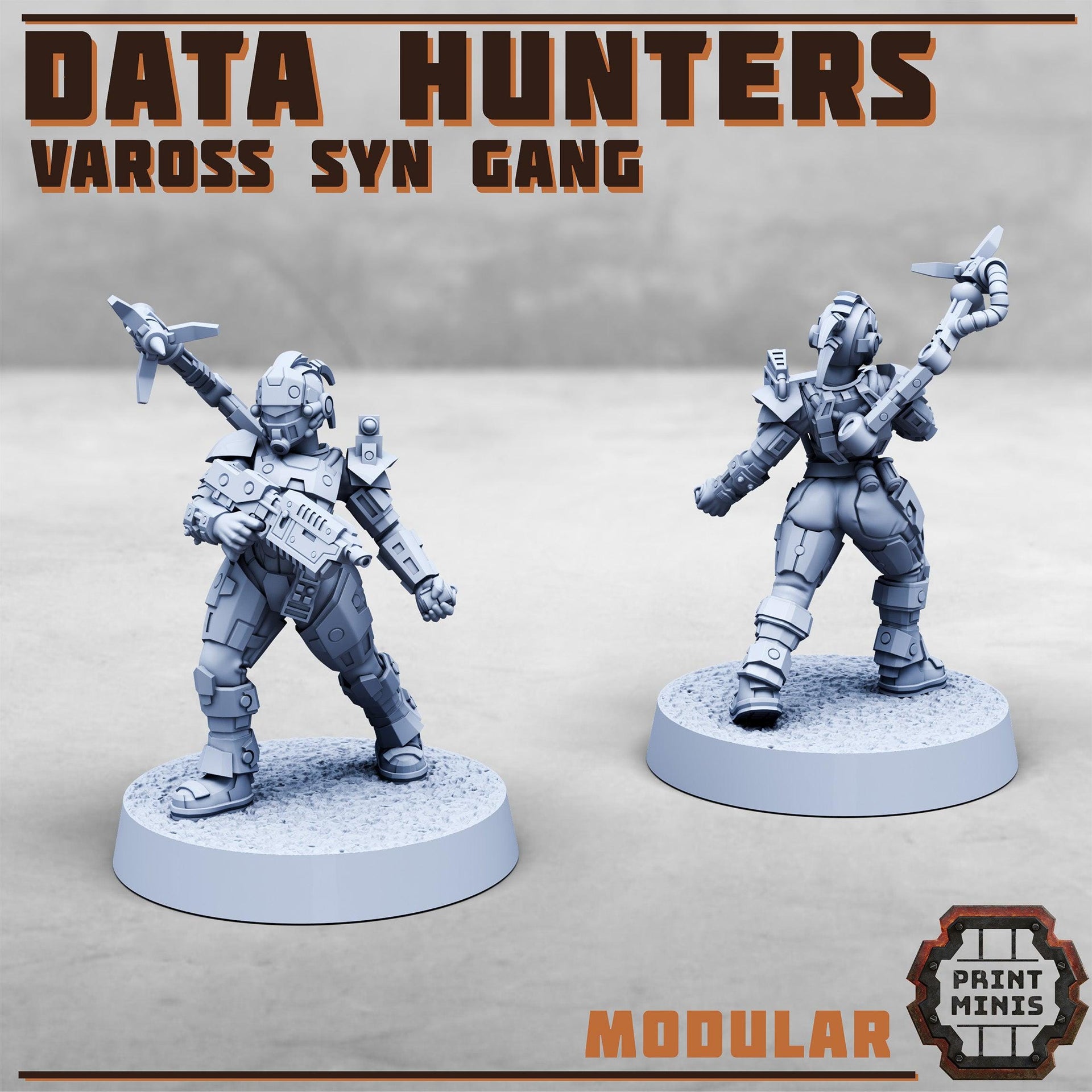 Data Hunters, Modular Vaross Syn Gang- Print Minis | 28mm and 32mm | Wargaming | DnD | Tabletop Roleplaying