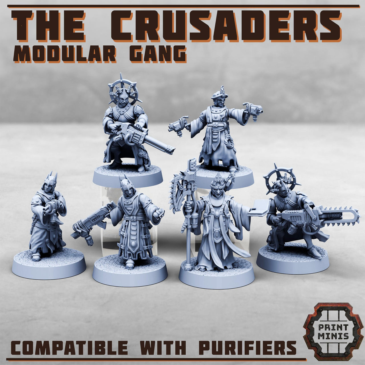 The Crusaders, Modular Gang - Print Minis | 28mm and 32mm | Wargaming | DnD | Tabletop Roleplaying
