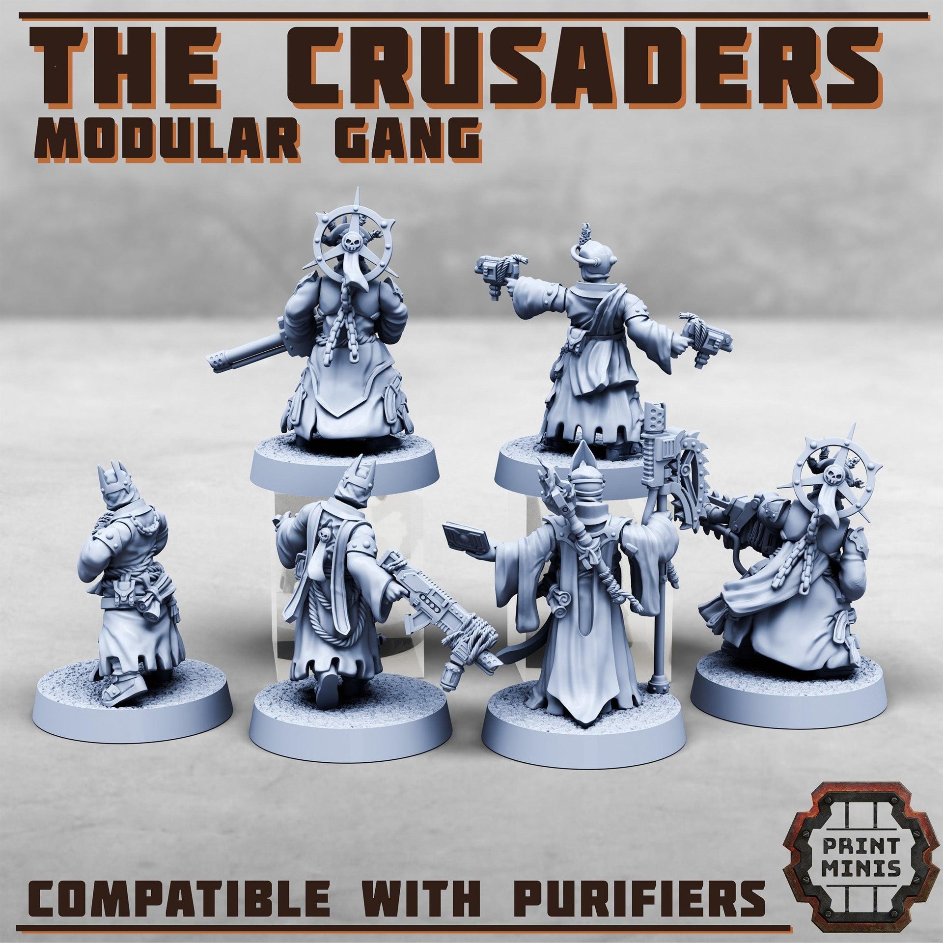 The Crusaders, Modular Gang - Print Minis | 28mm and 32mm | Wargaming | DnD | Tabletop Roleplaying