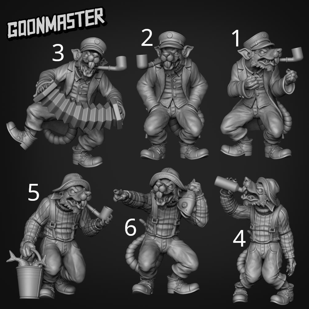 Sailor Rats - Goonmaster | Rat Fishermen | 28mm and 32mm | Wargaming | DnD | Tabletop Roleplaying