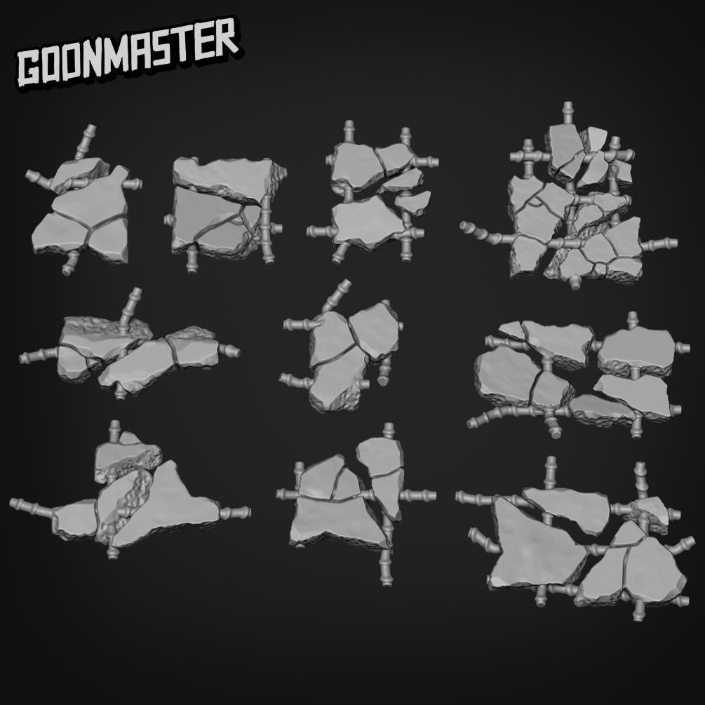 Broken Concrete Rebar Slabs - Goonmaster Basing Bits | 28mm and 32mm | Wargaming | DnD | Tabletop Roleplaying