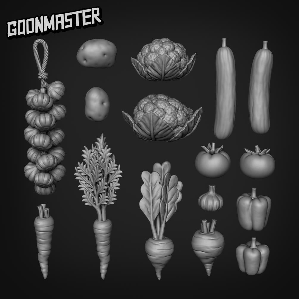 Vegetable Mix - Goonmaster Basing Bits | Scale Model Kitchen Veggies | 28mm and 32mm | Wargaming | DnD | Tabletop Roleplaying