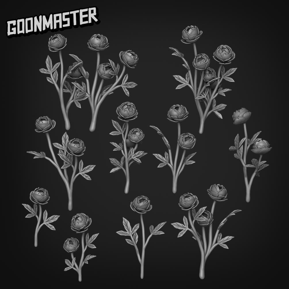 Paeonia Bizanthia - Goonmaster Basing Bits | Scale Model Peony | 28mm and 32mm | Wargaming | DnD | Tabletop Roleplaying