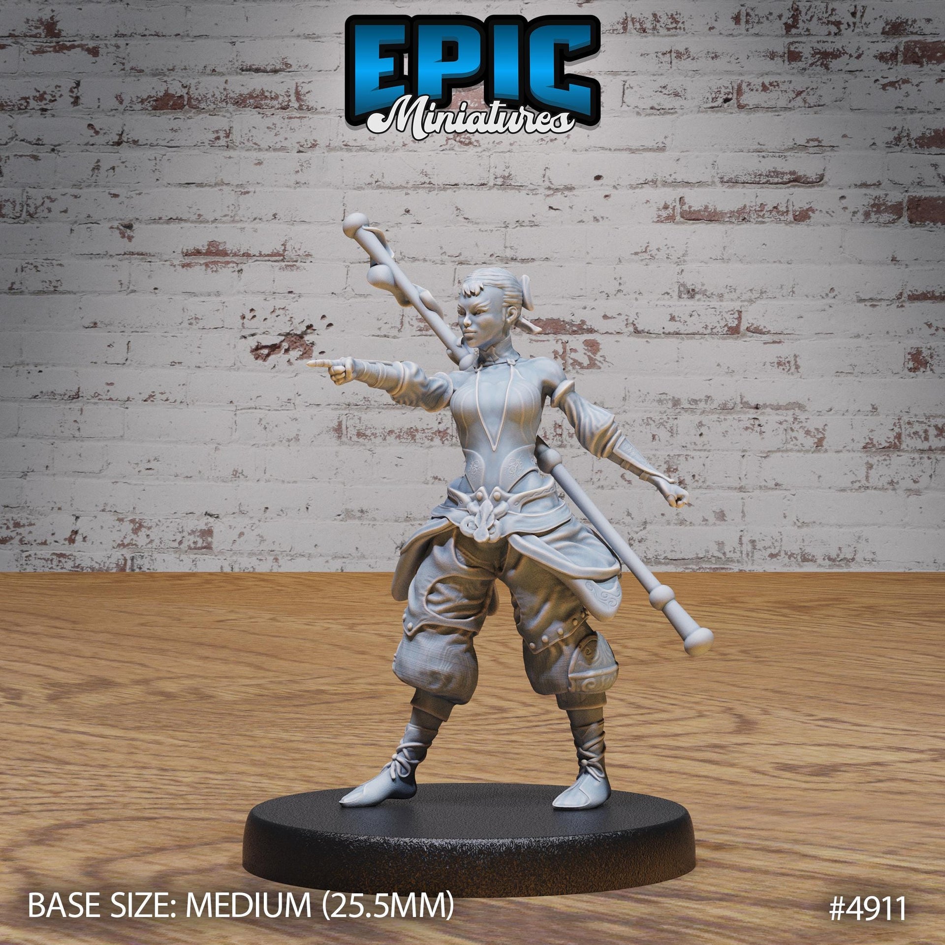 Monk Adventurer Female - Epic Miniature | 28mm and 32mm | Wargaming | DnD | Tabletop Roleplaying
