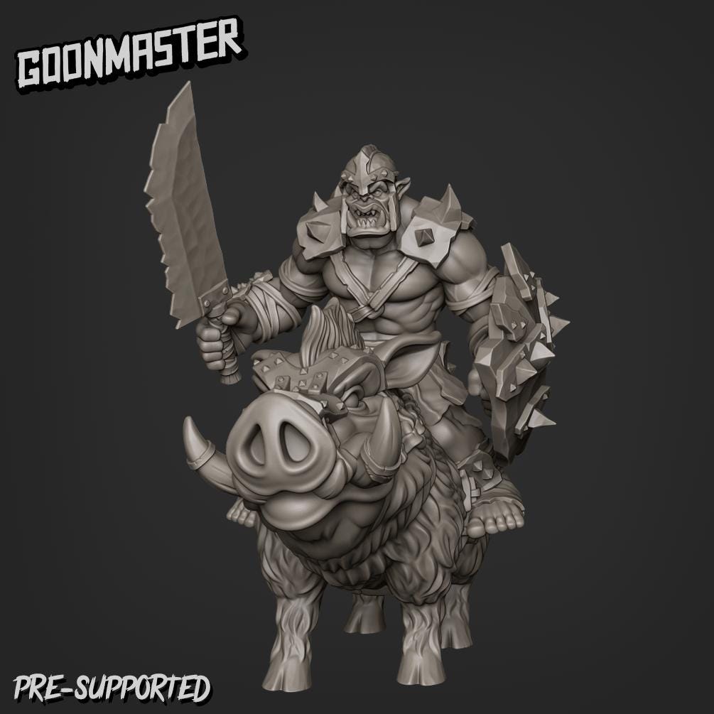 Orc Boar Rider- Goonmaster | 28mm and 32mm | Wargaming | DnD | Tabletop Roleplaying
