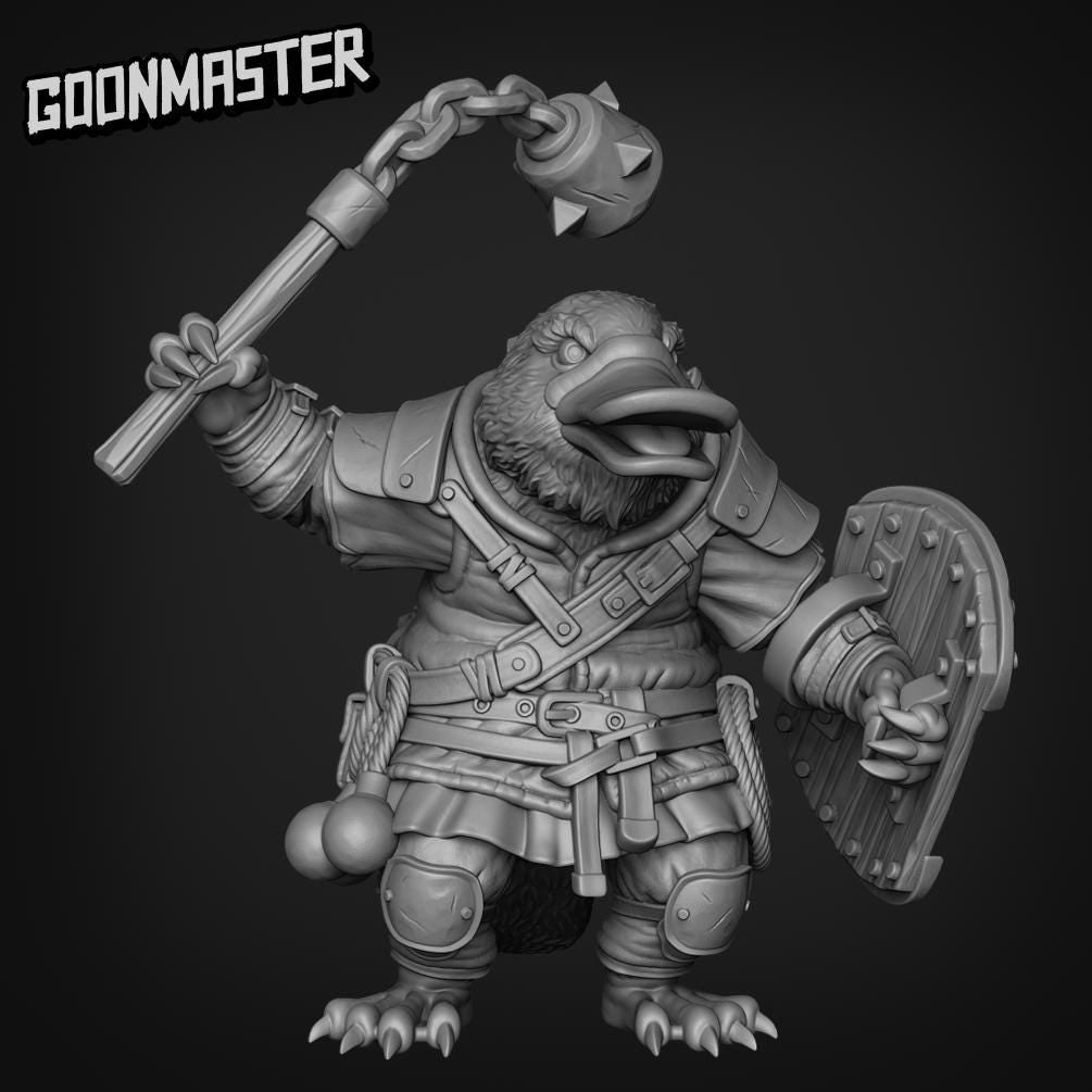 Platypus Flail and Shield Mercenary - Goonmaster | 28mm and 32mm | Wargaming | DnD | Tabletop Roleplaying