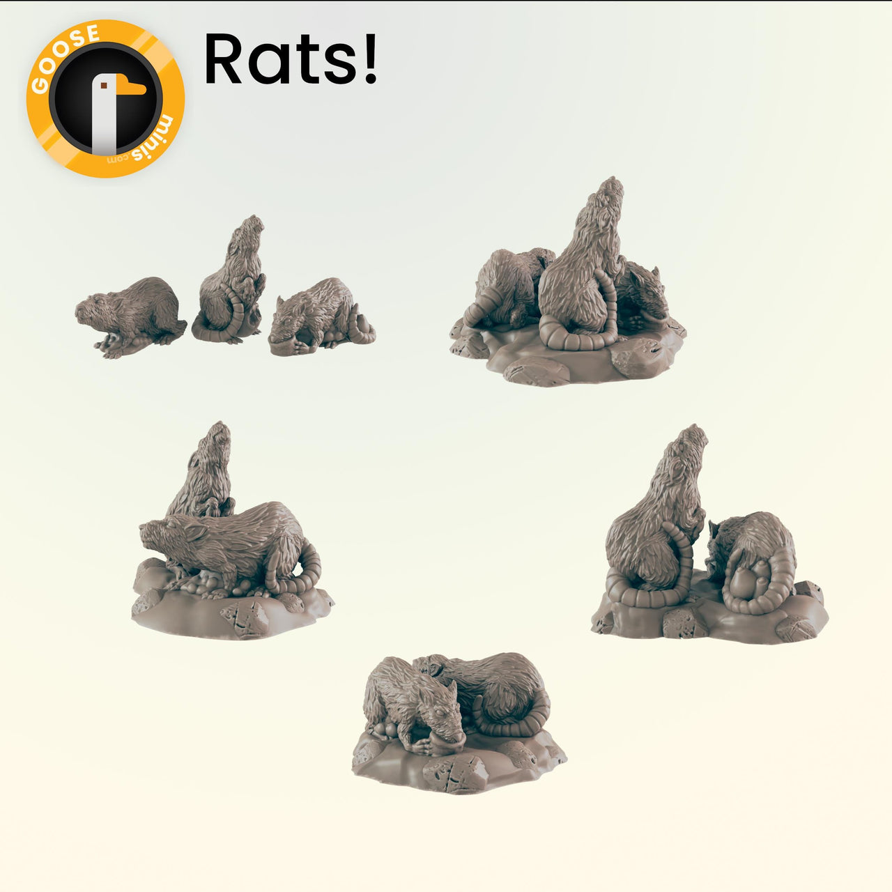 Rats - Ec3d | Villagers | Everyday Folk | 28mm and 32mm | Wargaming | DnD | Tabletop Roleplaying