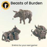 Beasts of Burden - Ec3d | Villagers | Everyday Folk | 28mm and 32mm | Wargaming | DnD | Tabletop Roleplaying