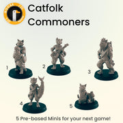 Catfolk Commoners - Ec3d | Villagers | Everyday Folk | 28mm and 32mm | Wargaming | DnD | Tabletop Roleplaying