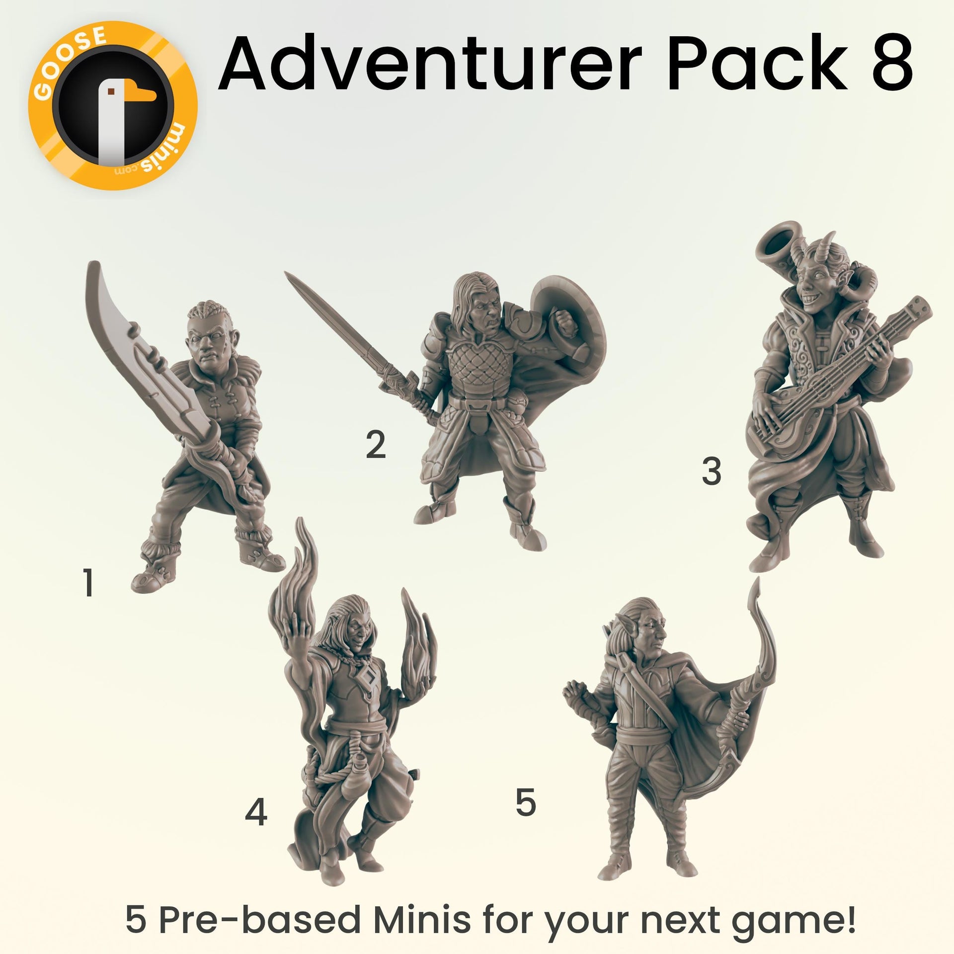 Adventurer Pack 8 - Ec3d | 28mm and 32mm | Wargaming | DnD | Tabletop Roleplaying