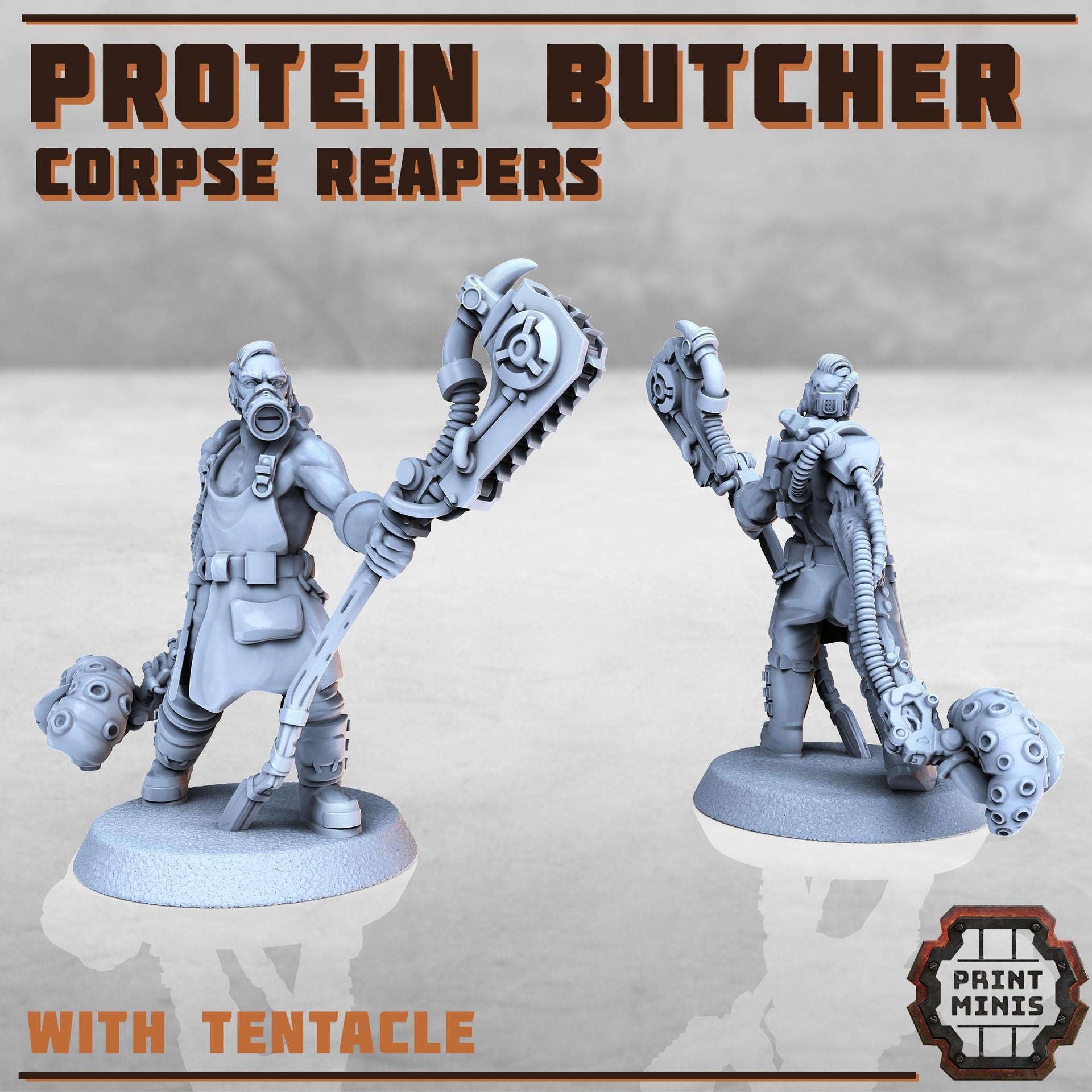 Protein Butcher - Print Minis | Sci Fi | 28mm Heroic | Mercenary | Gang Leader | Bandit | Raider