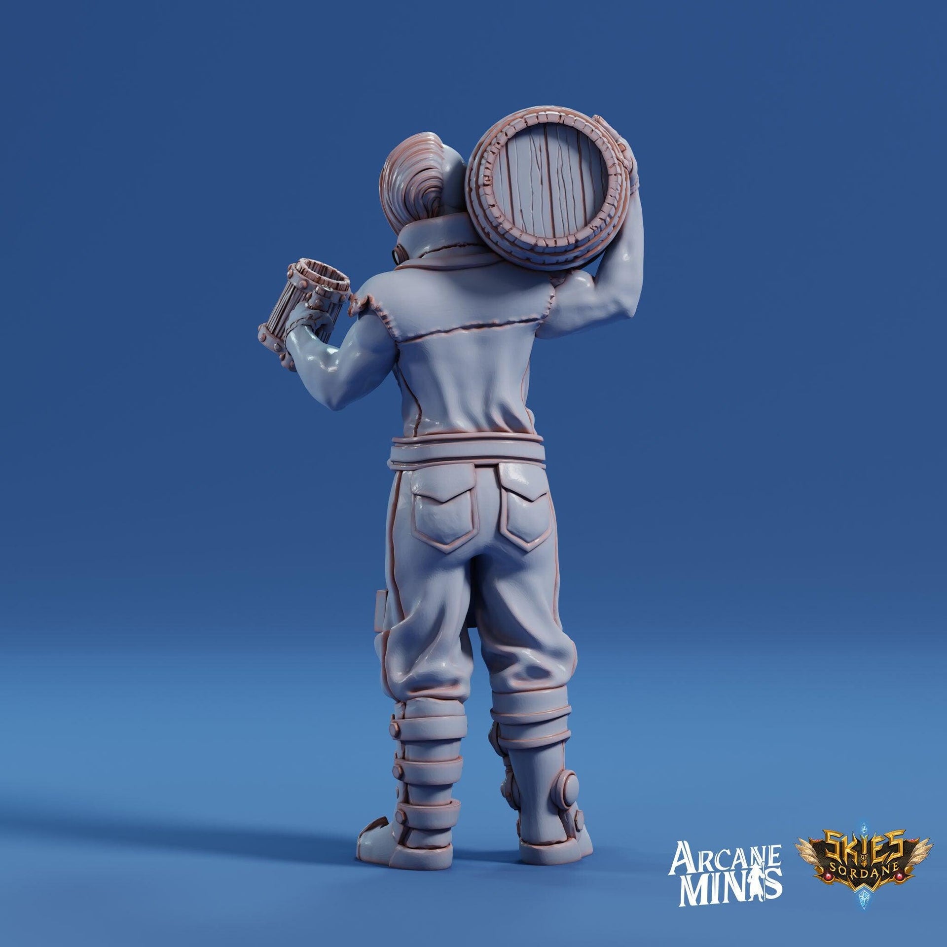 Half Orc Tavern Owner - Arcane Minis | 32mm | Barkeep | Bartender | Keg