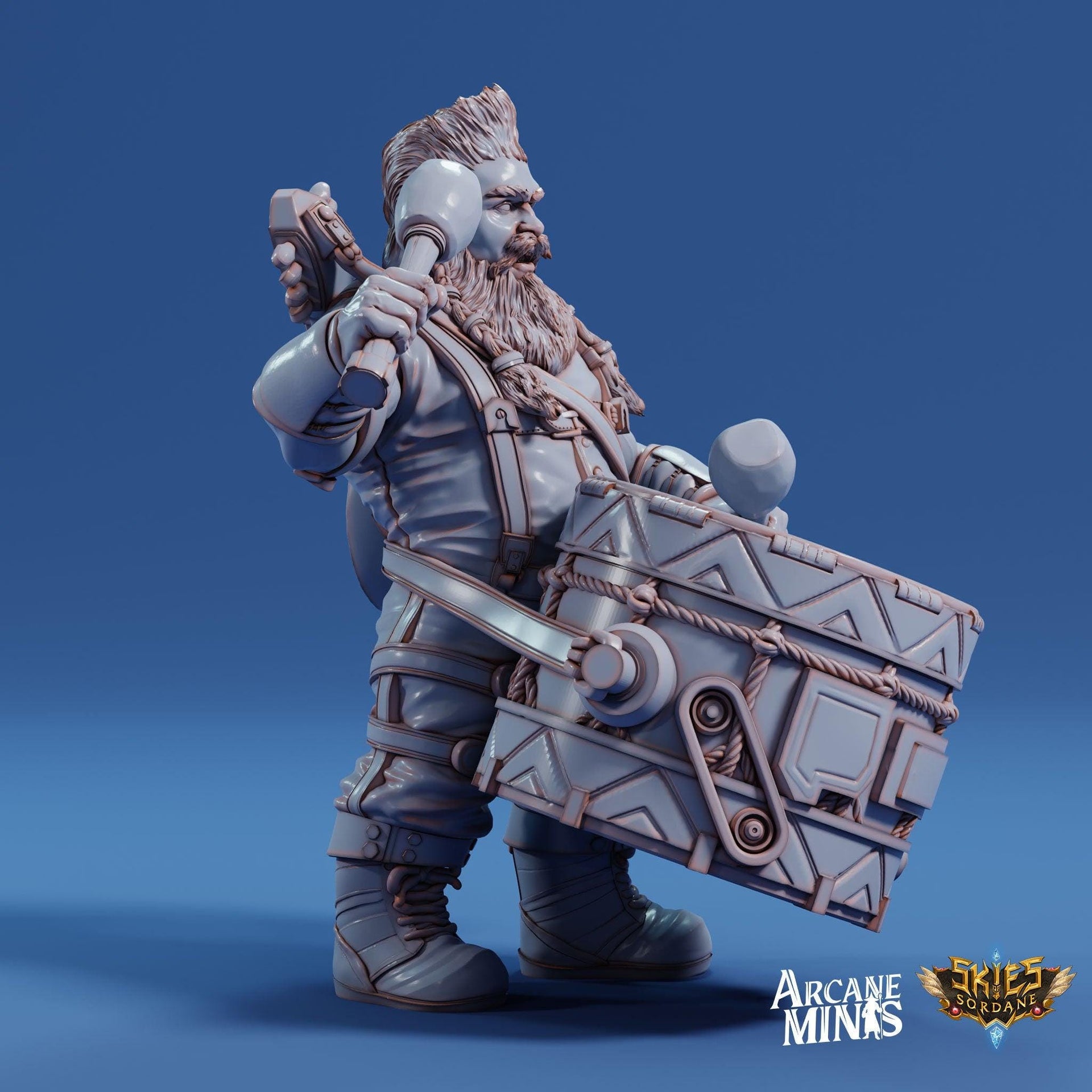 Dwarf Bard - Arcane Minis | 32mm | Drummer | Drums