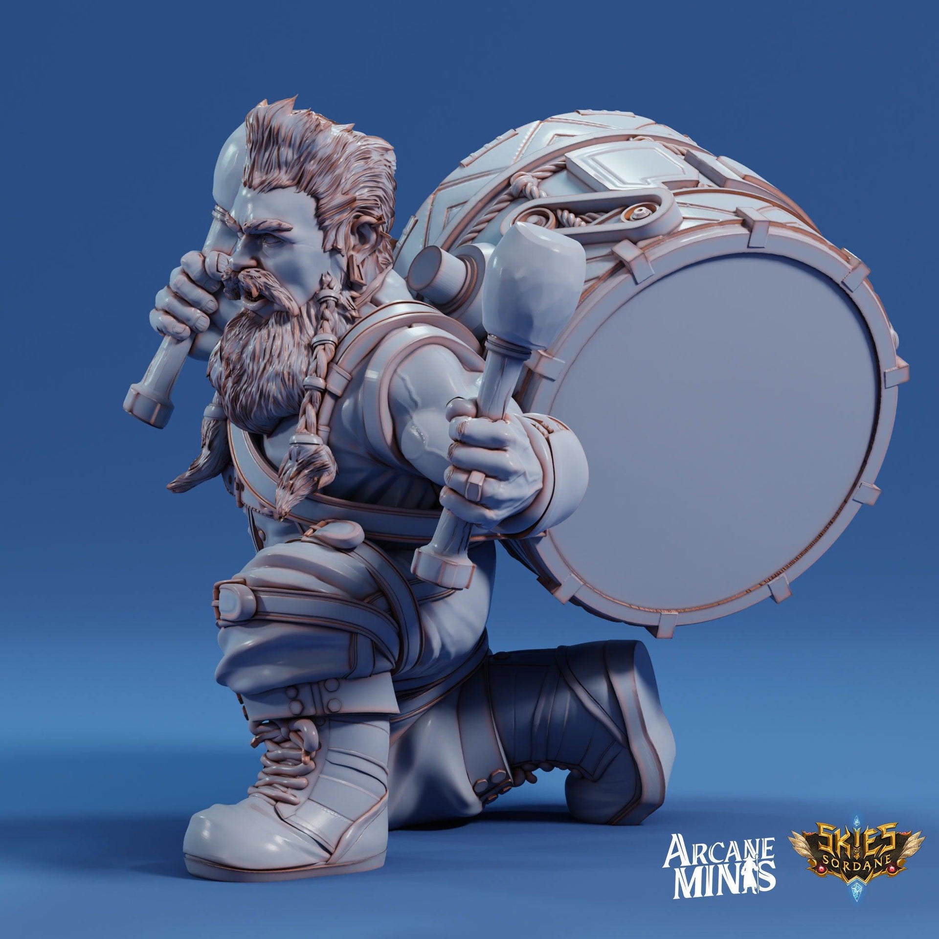 Dwarf Bard - Arcane Minis | 32mm | Drummer | Drums