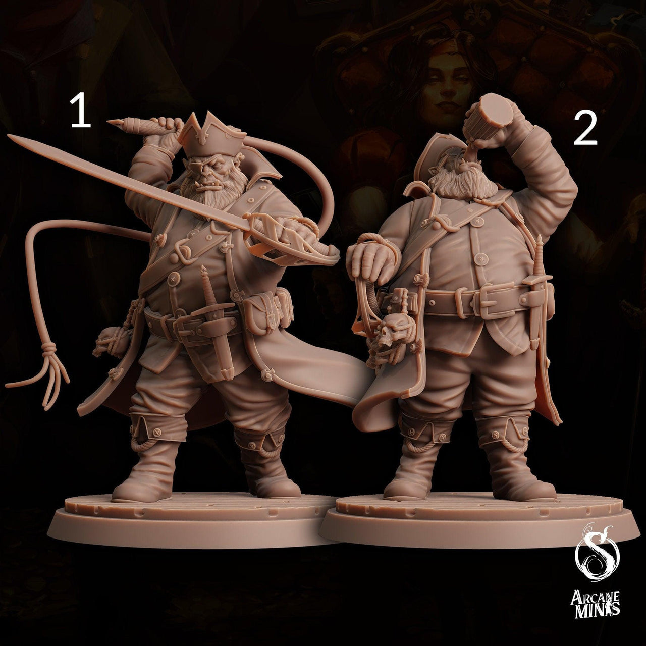 Ogre Fighter - Arcane Minis | 32mm | The Queens Deceit | Pirate | Captain | Swashbuckler