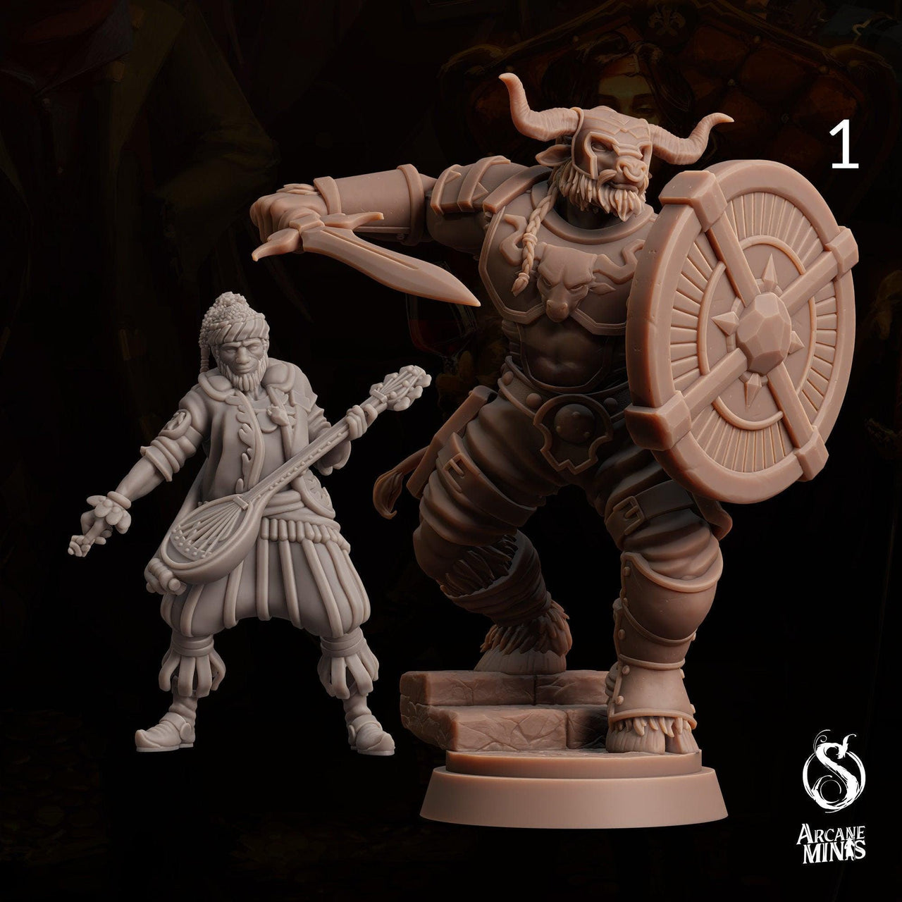Tauriontaur Fighter, Minotaur Gladiator- Arcane Minis | 32mm | The Queens Deceit | Knight