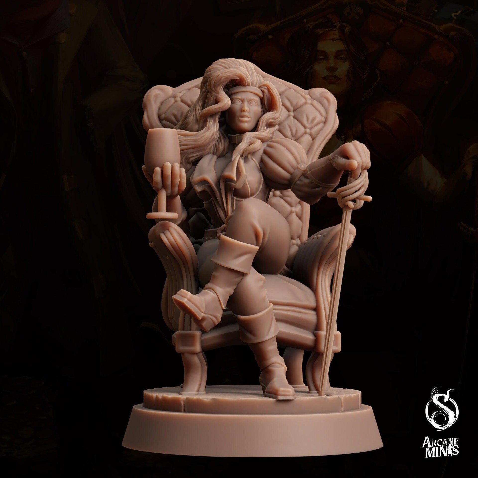Human Pirate Queen - Arcane Minis | 32mm | The Queens Deceit | Rogue | Bandit
