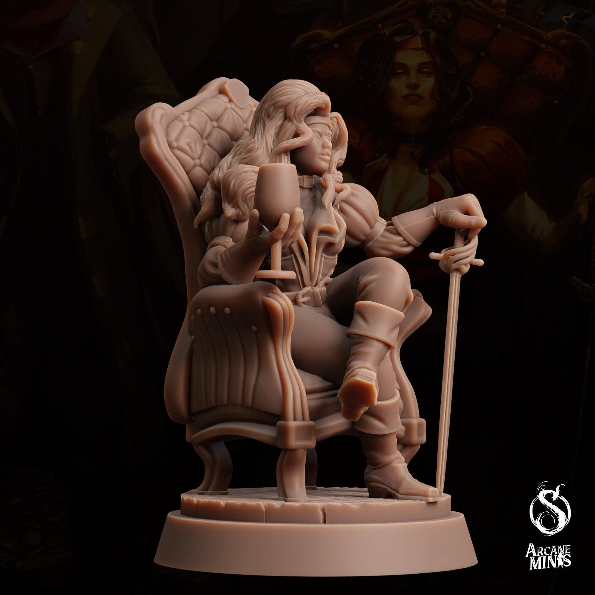 Human Pirate Queen - Arcane Minis | 32mm | The Queens Deceit | Rogue | Bandit