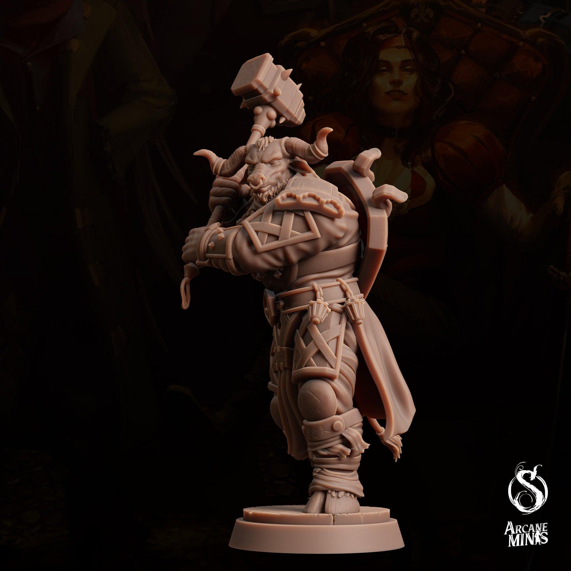Tauriontaur Cleric, Minotaur Knight - Arcane Minis | 32mm | The Queens Deceit | Paladin
