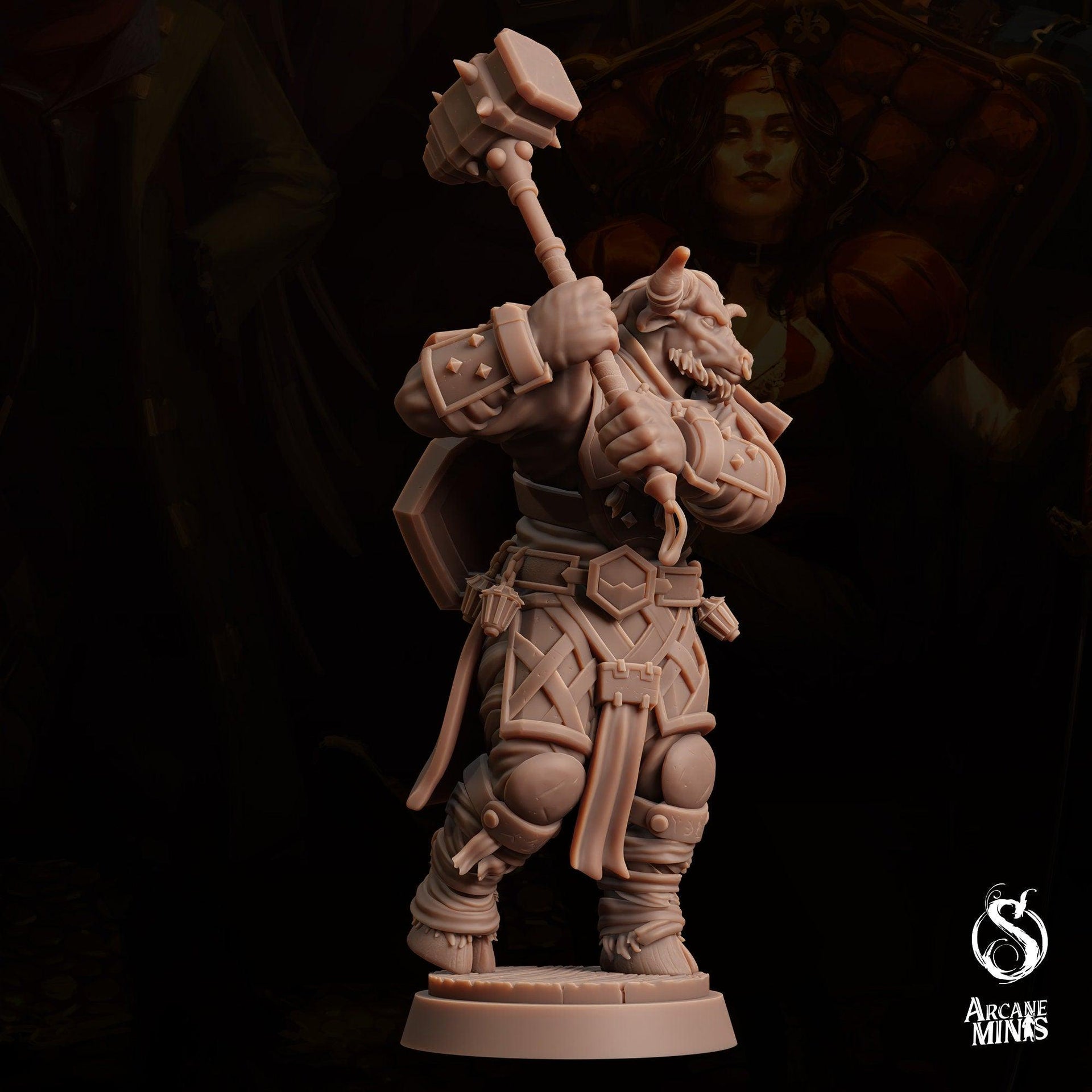 Tauriontaur Cleric, Minotaur Knight - Arcane Minis | 32mm | The Queens Deceit | Paladin