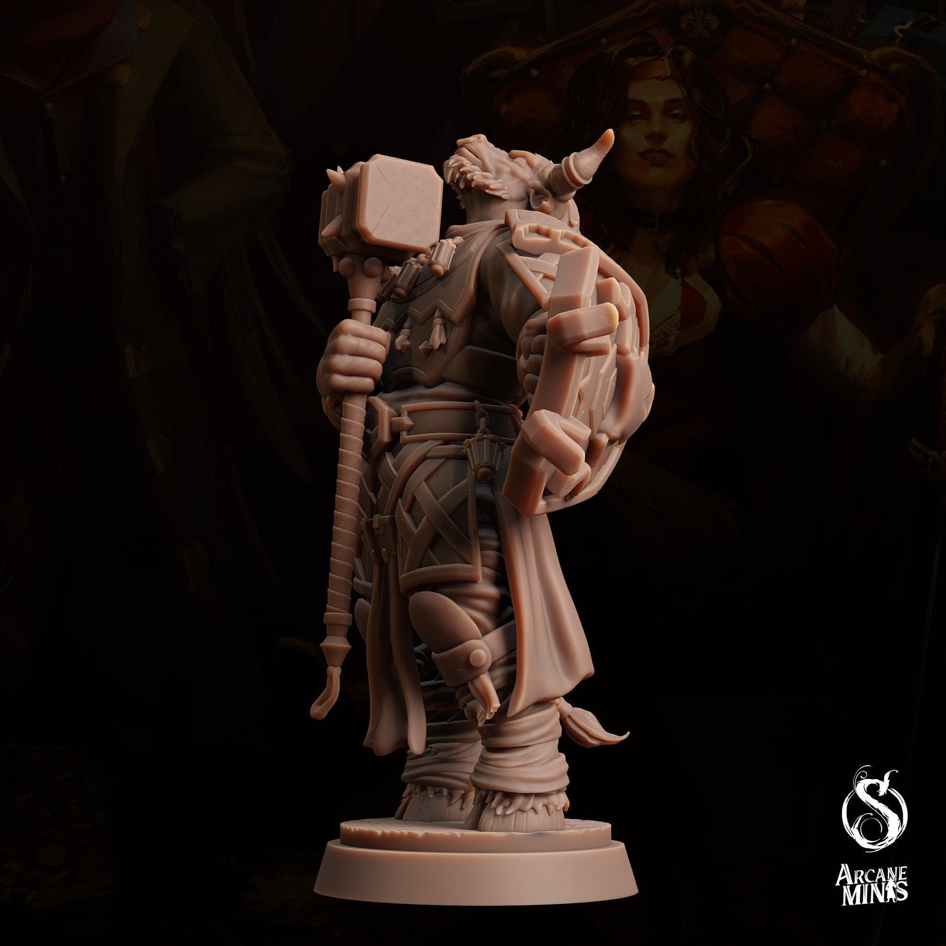 Tauriontaur Cleric, Minotaur Knight - Arcane Minis | 32mm | The Queens Deceit | Paladin