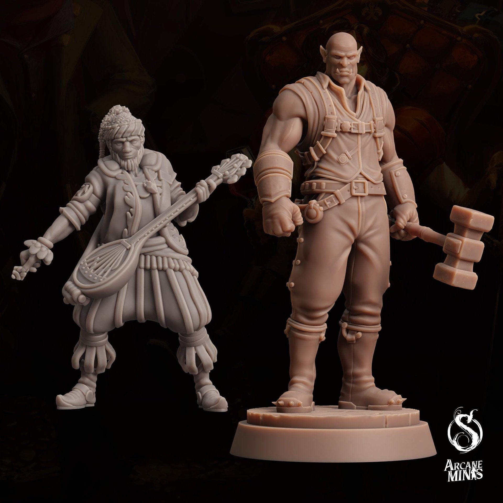 Half-Orc Brawler - Arcane Minis | 32mm | The Queens Deceit | Engineer | Mechanic