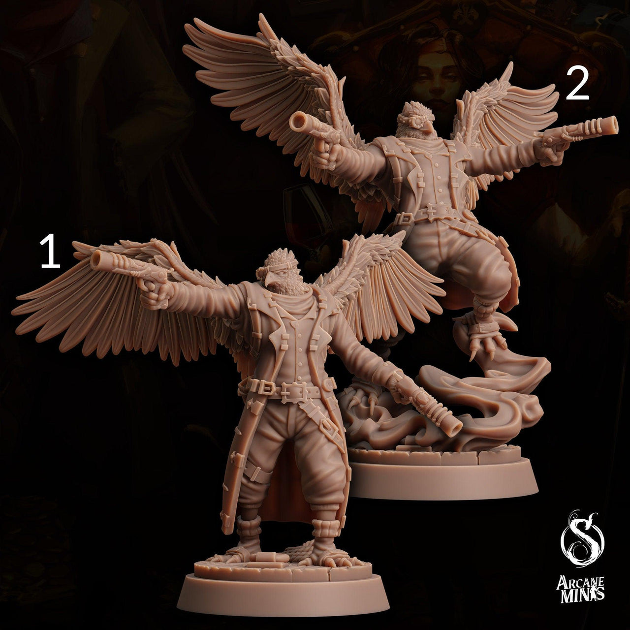 Avensari Eagalan Brawler, Birdfolk Rogue - Arcane Minis | 32mm The Queens Deceipt | Gunslinger | Pirate | Gunman