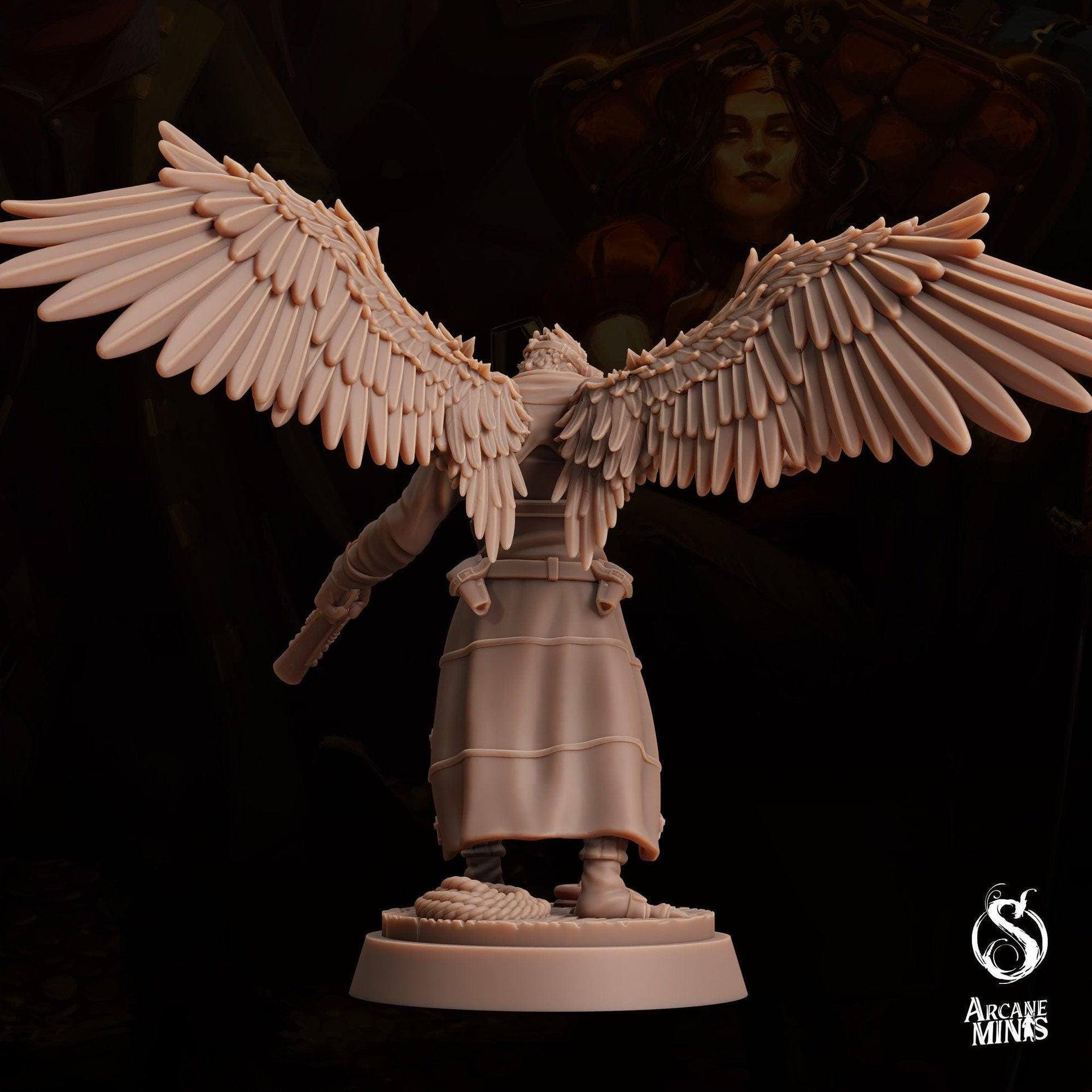 Avensari Eagalan Brawler, Birdfolk Rogue - Arcane Minis | 32mm The Queens Deceipt | Gunslinger | Pirate | Gunman