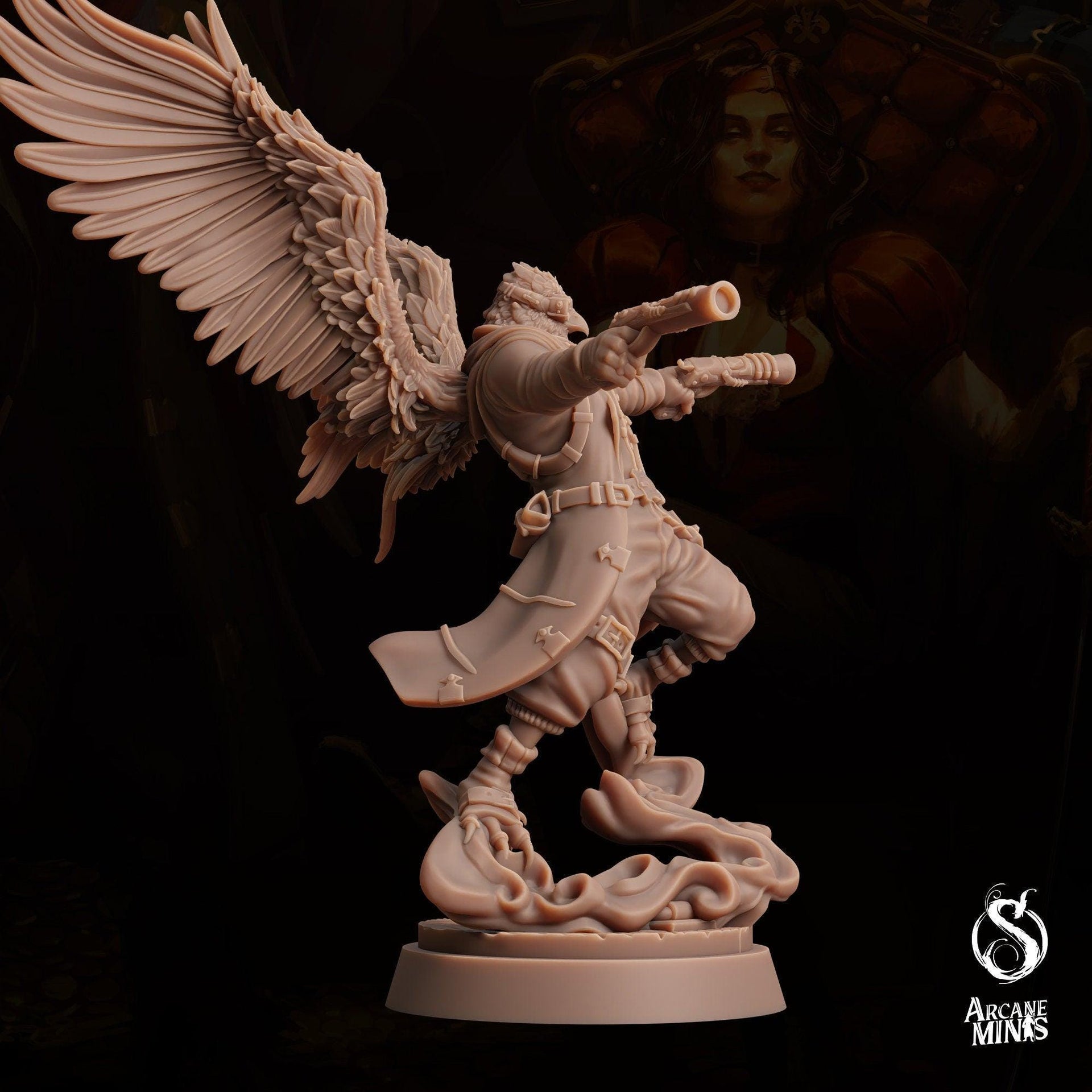 Avensari Eagalan Brawler, Birdfolk Rogue - Arcane Minis | 32mm The Queens Deceipt | Gunslinger | Pirate | Gunman