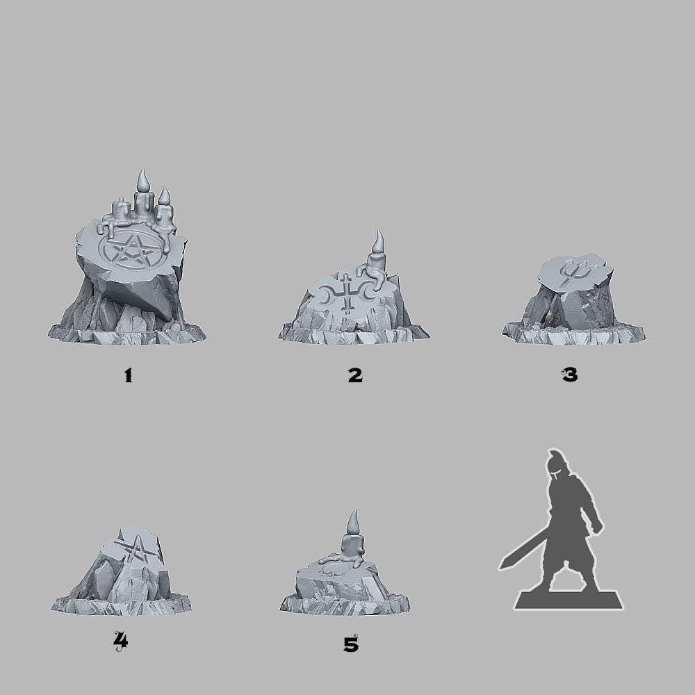 Occult Sacrifice Stones Scatter Terrain - Fantastic Plants and Rocks | Print Your Monsters | DnD | Wargaming
