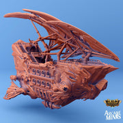 Carcassite airship, Umierta Undead - Arcane Minis | 32mm | Destroyer | Sails | Pirate Ship | Ghost Ship