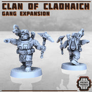 Space Dwarve Gang Expansion, Clan of Cladhaich - Print Minis | Sci Fi | Light Infantry | 28mm Heroic | Apocalypse | Miners | Heavy Weapons