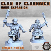 Space Dwarve Gang Expansion, Clan of Cladhaich - Print Minis | Sci Fi | Light Infantry | 28mm Heroic | Apocalypse | Miners | Heavy Weapons