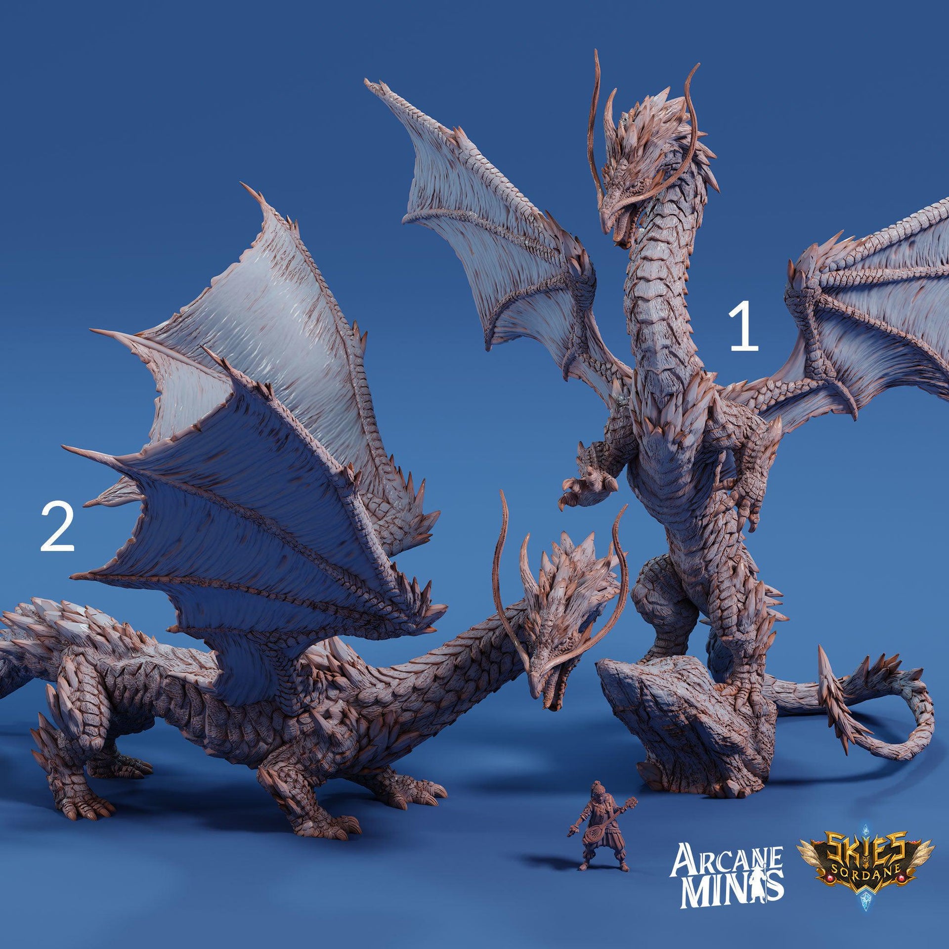 Arriax Dragon - Arcane Minis | 32mm | Dragon Folk | Metallic | Drake Wyrm